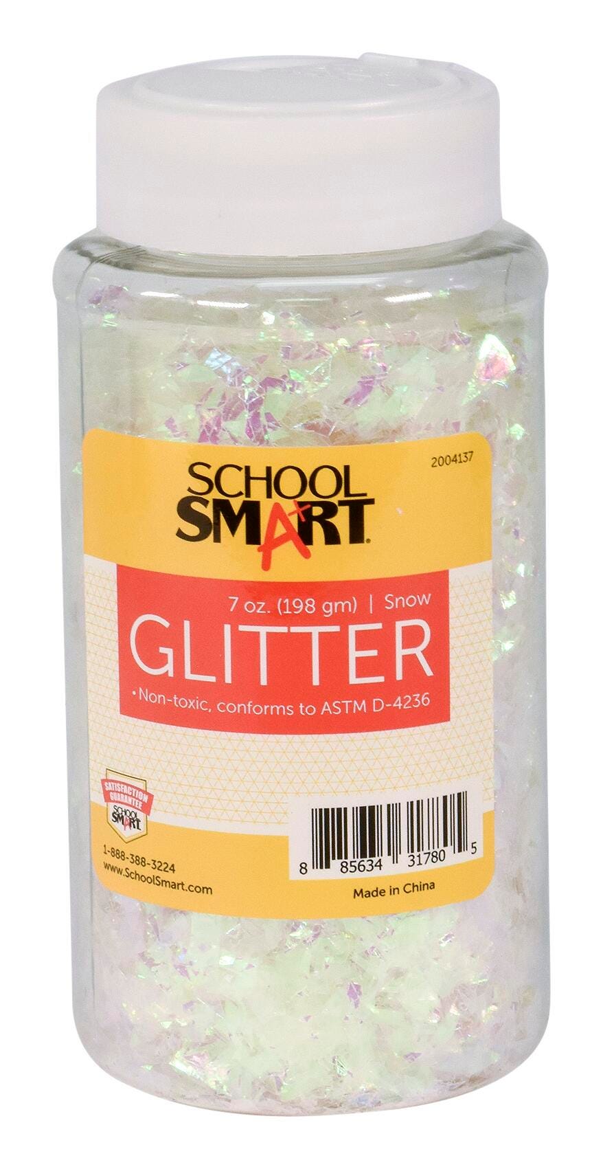 School Smart Craft Glitter, 7 Ounce Jar, Snow 2004137